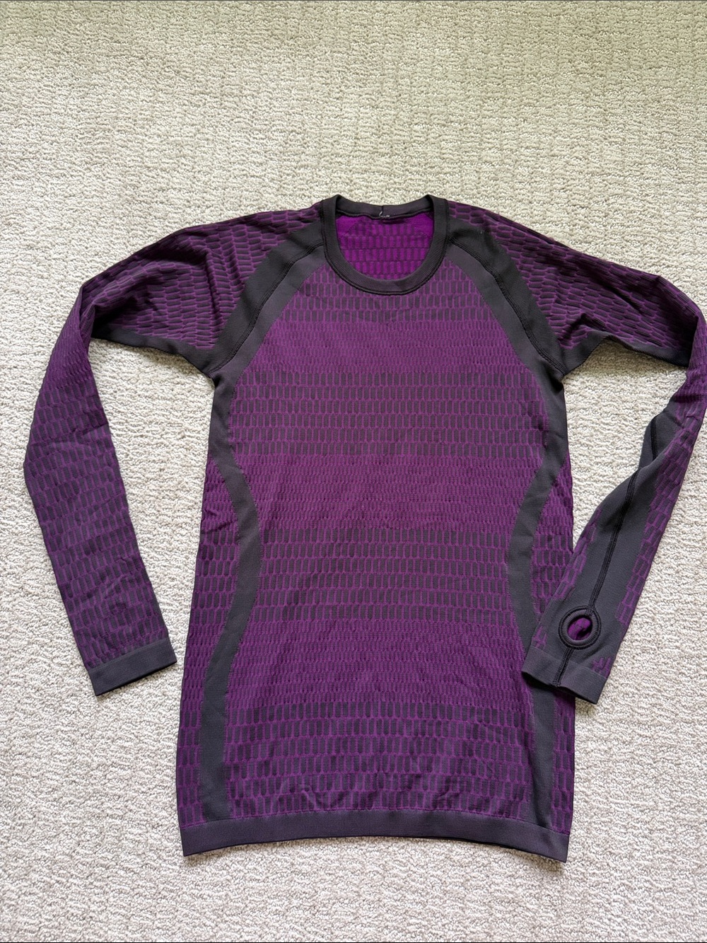 Lulu's Purple and Charcoal Long Sleeve Knit Top